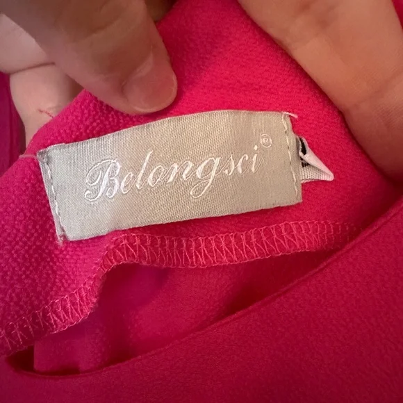 Pink Tie Sleeve, Asymmetrical Leg Jumpsuit with pockets - Picture 3 of 6